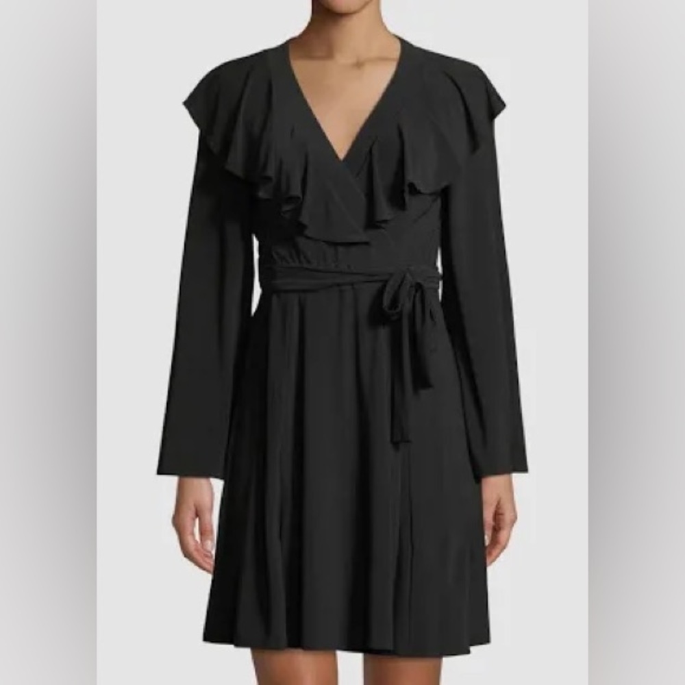 Just...Taylor Black Wrap Long Sleeve Dress, size 10 - Picture 2 of 10